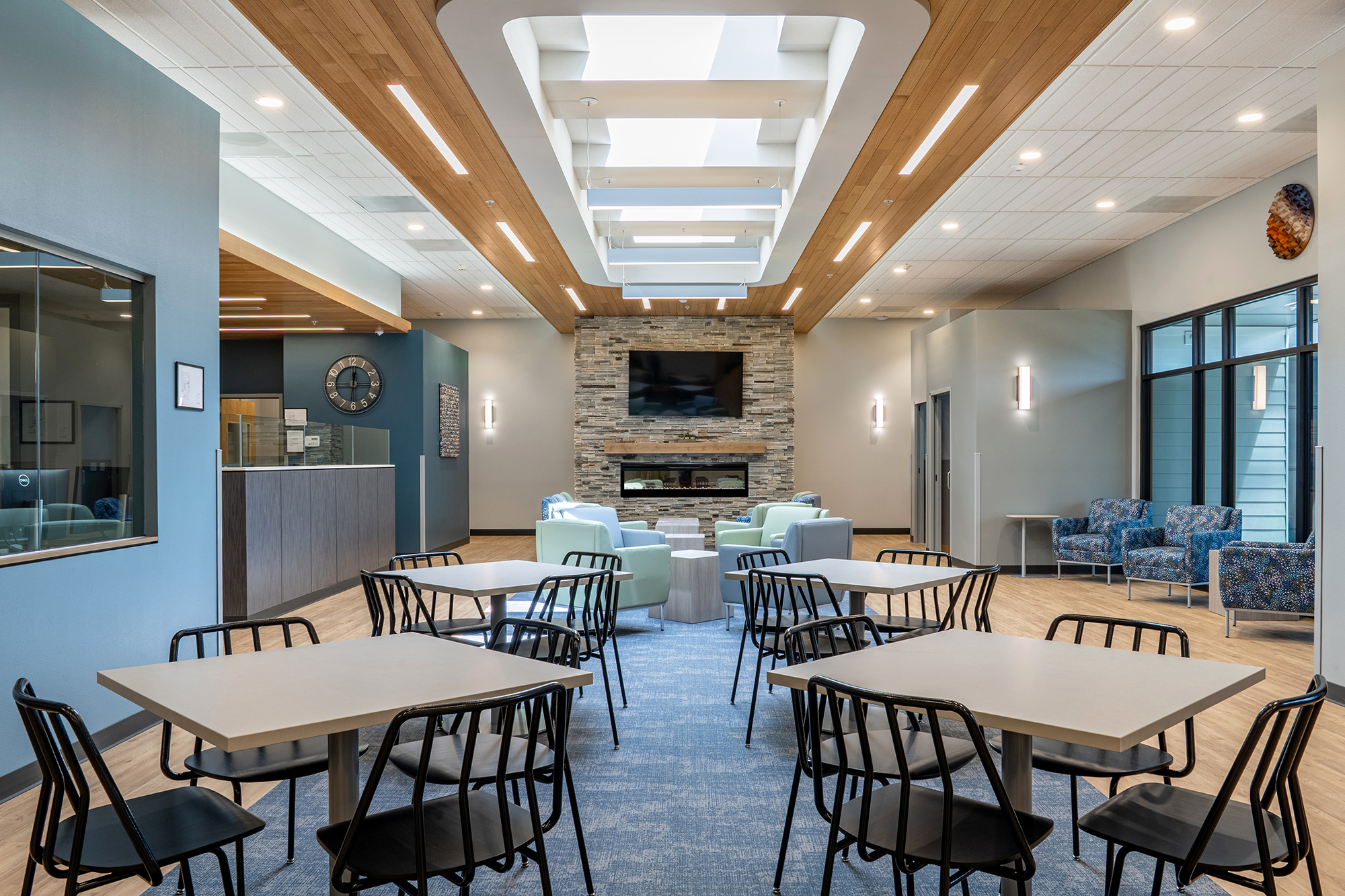 Bridgeway Recovery medical center meeting area tables chairs